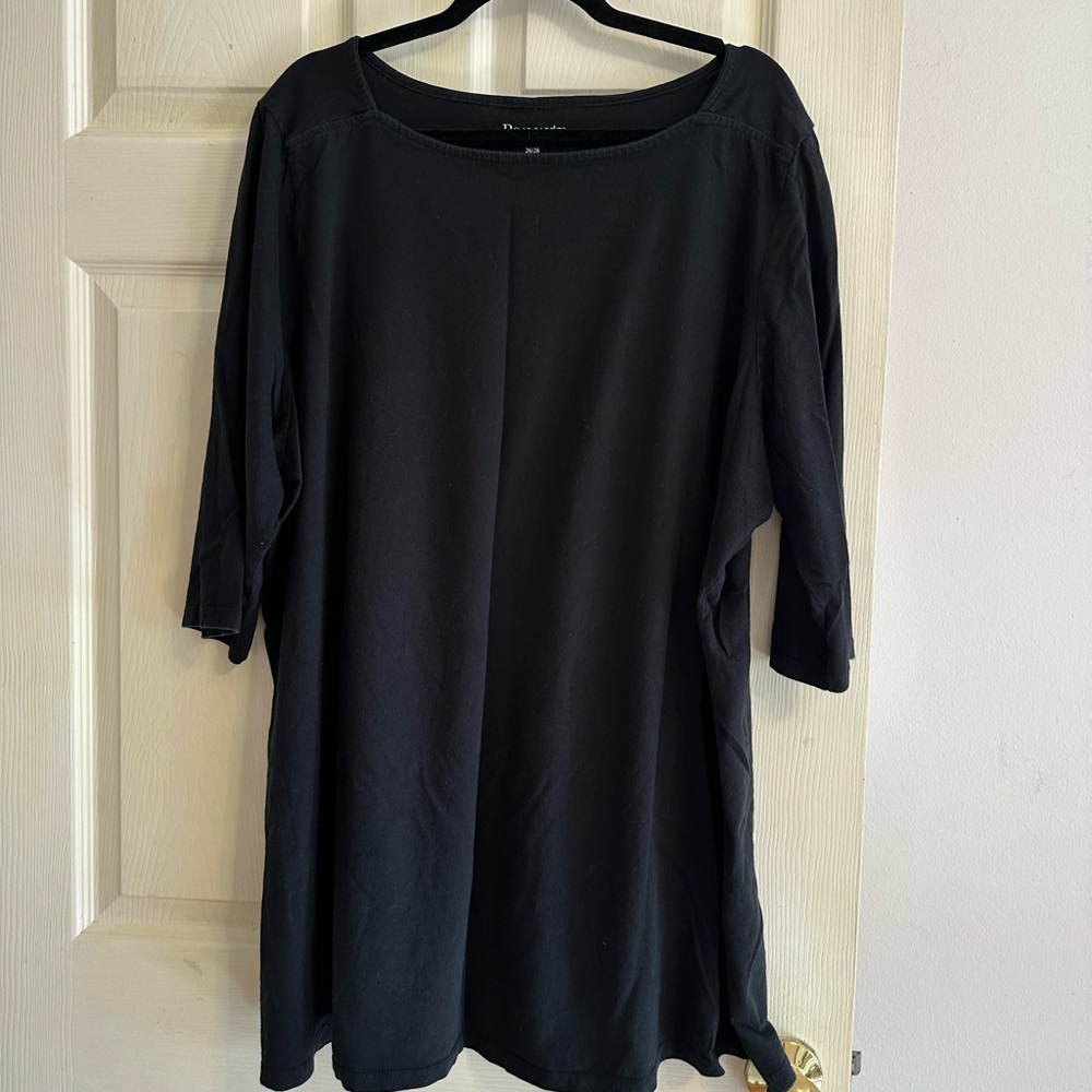 Roaman's Classic Black Three-Quarter Sleeve Top